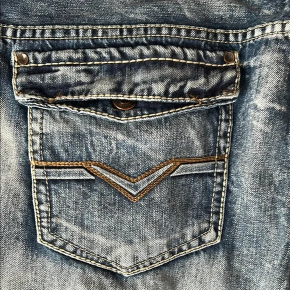 Buffalo David Bitton Relaxed Acid Washed Blue Jeans - Picture 7 of 15